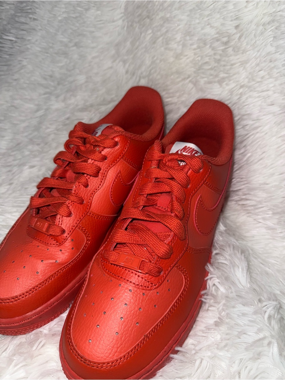Nike Air Force Ones All-Orange Leather Low-Top Sneakers